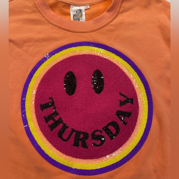 Queen of Sparkles Thursday Smiley Face Sweashirt - Picture 4 of 6